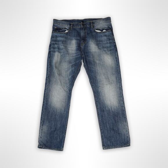 Gap Premium Straight Fit Jeans - Men's 38x32 Distressed - Picture 1 of 2